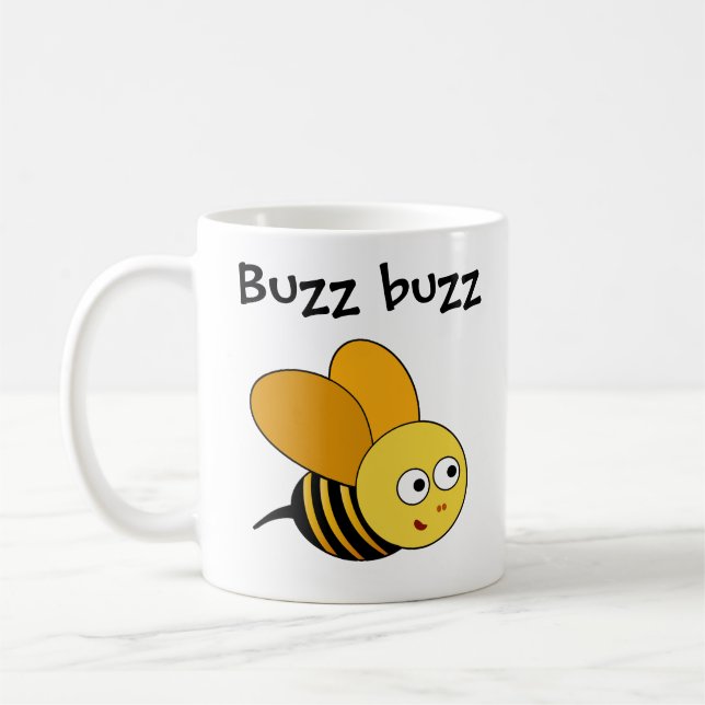 Taza De Café Personalizado dice 'Buzz Buzz' y 'Mug' nombre de n (Izquierda)