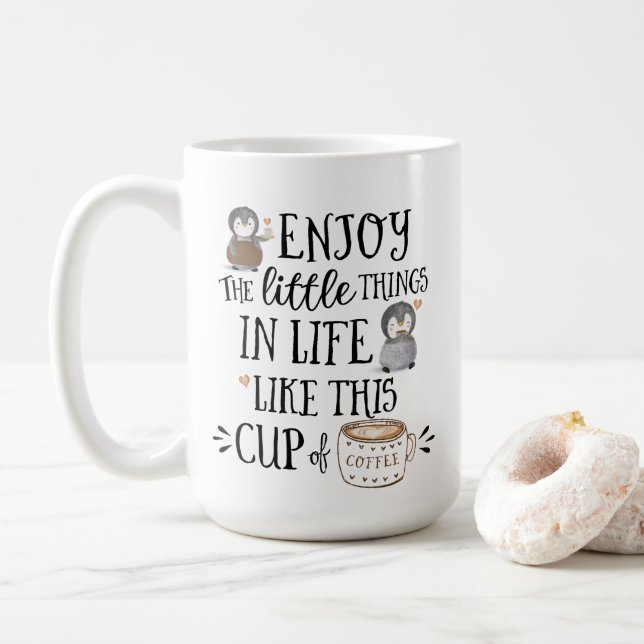 Taza De Café Personalizado disfruta de pequeñas cosas en la vid (Con donut)