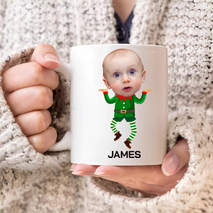 Taza De Café Personalizado divertida bebé Navidades de Elf
