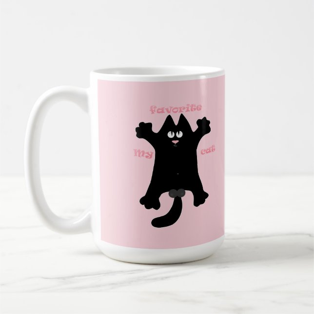 Taza De Café #personalizado #divertido #gato tirando almohada (Izquierda)