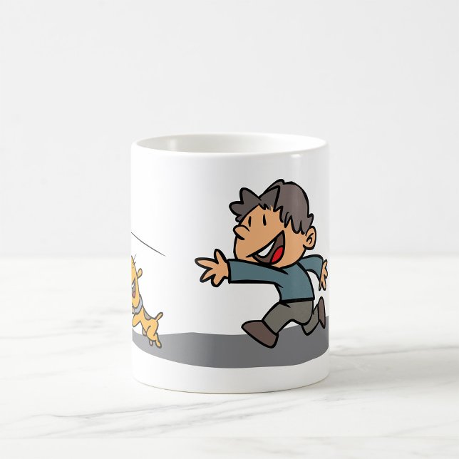 Taza De Café Personalizado divertido niño y perro jugando a la  (Subido por el creador)