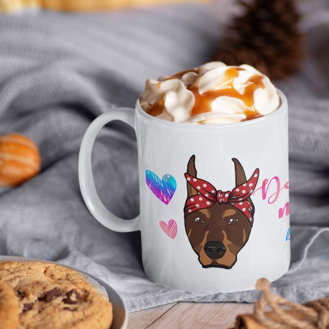 Taza De Café Personalizado Doberman mamá se aburre del amante d (Subido por el creador)