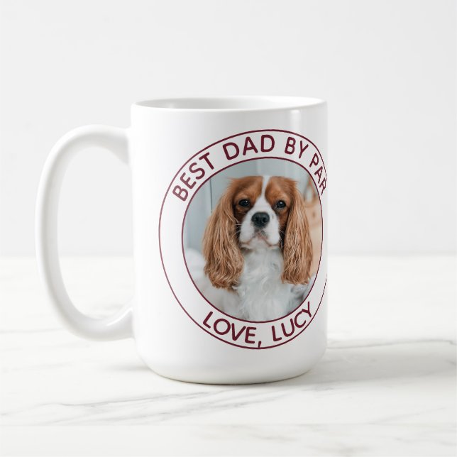Taza De Café Personalizado Dog Dad Red White Photo (Izquierda)