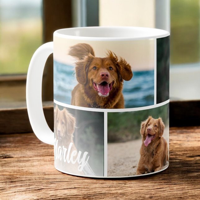 Taza De Café Personalizado Dog Lover 4 Collage Mascota de fotos (Subido por el creador)