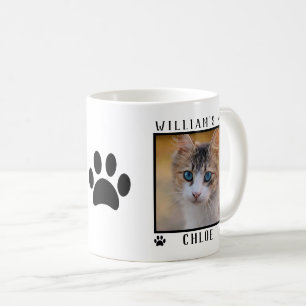 Taza De Café Personalizado Dos Fotos Nombres Paw Impresiones Fo
