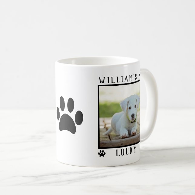Taza De Café Personalizado Dos Fotos Nombres Paw Imprime Foto D (Anverso derecho)