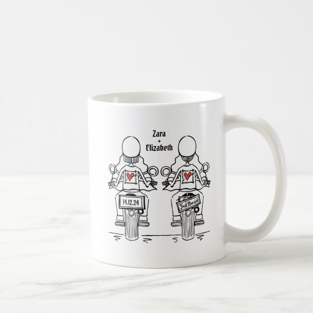 Taza De Café Personalizado dos novias Boda en motocicleta (Derecha)