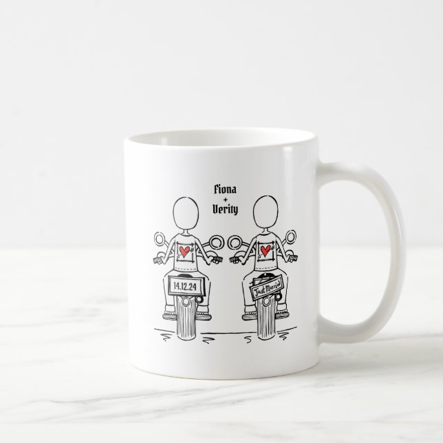 Taza De Café Personalizado dos novias Boda en motocicleta (Derecha)
