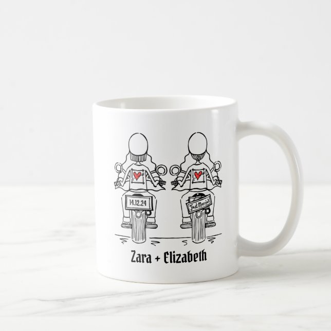 Taza De Café Personalizado dos novias Boda en motocicleta (Derecha)