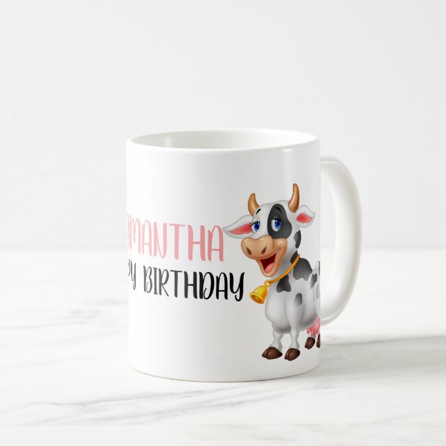 Taza De Café Personalizado dulce Big Cow feliz cumpleaños café  (Anverso derecho)