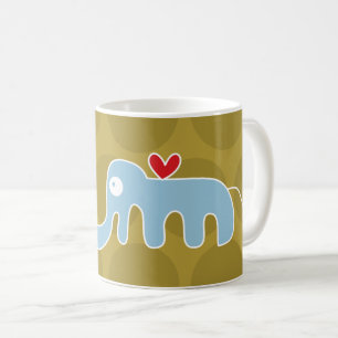 Taza De Café Personalizado dulce, elefante azul y puntos divert
