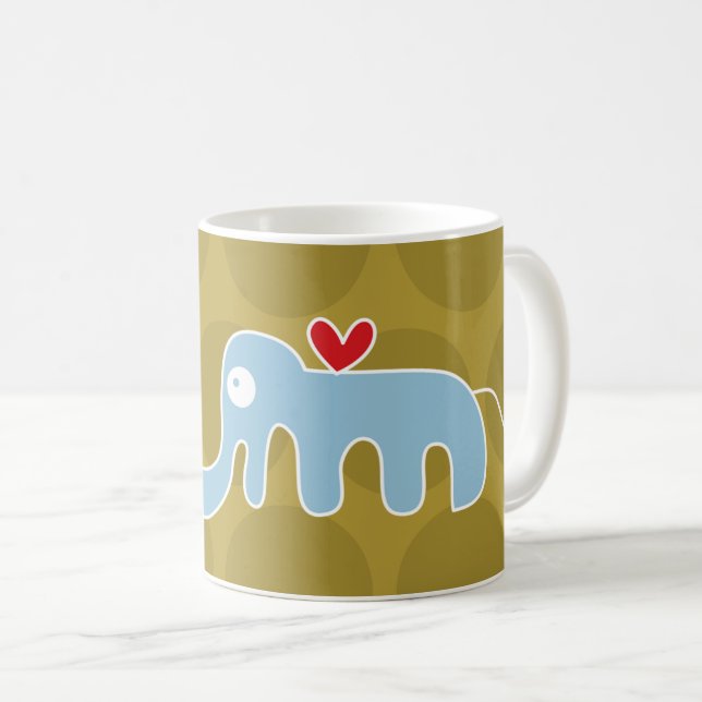 Taza De Café Personalizado dulce, elefante azul y puntos divert (Anverso derecho)