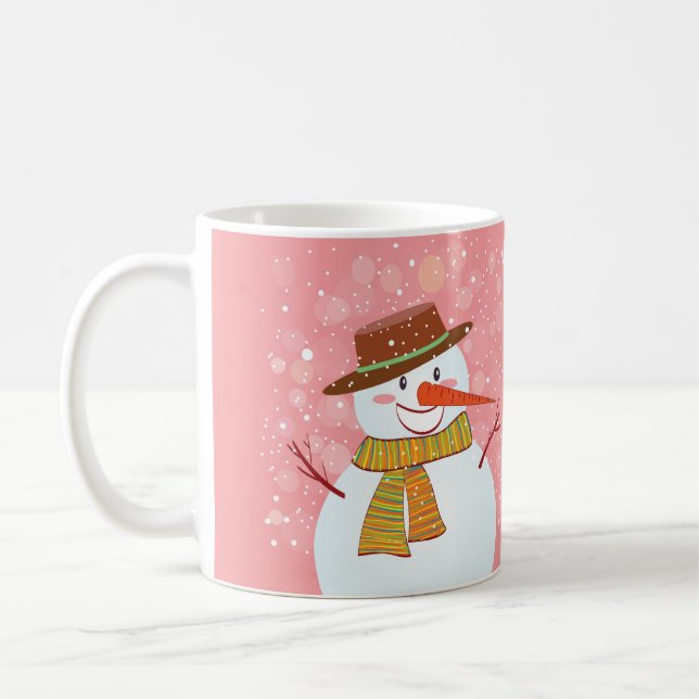 Taza De Café Personalizado dulce hombre de nieve en invierno (Izquierda)