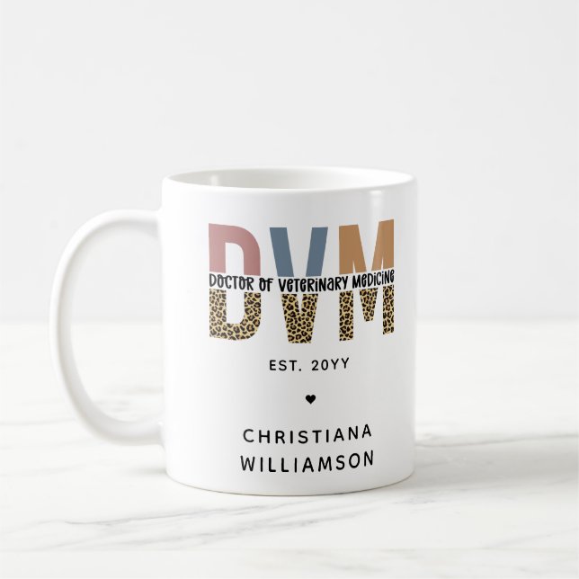 Taza De Café Personalizado DVM Médica de Regalos de Medicina Ve (Izquierda)
