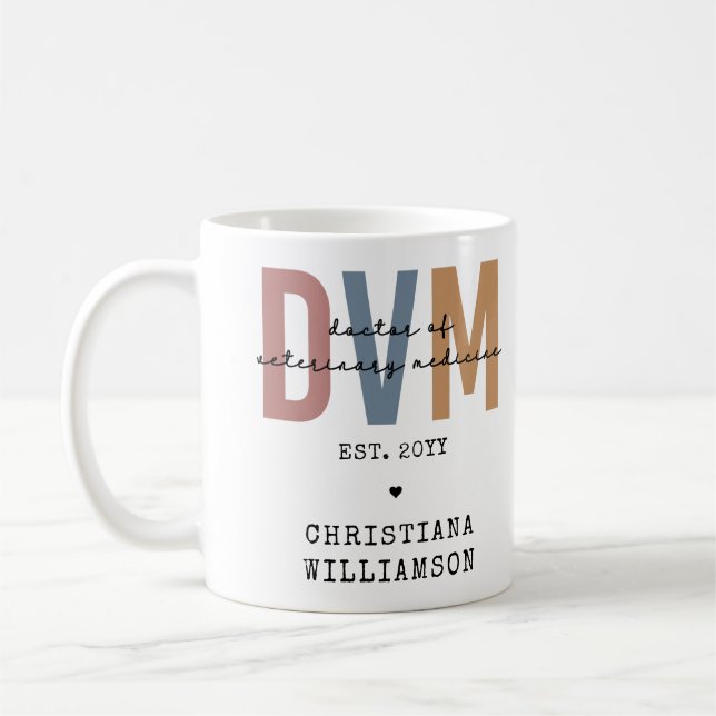 Taza De Café Personalizado DVM Médica de Regalos de Medicina Ve (Izquierda)