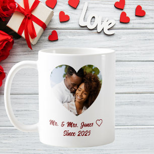 Taza De Café Personalizado El día de San Valentín Mr & Mrs Phot