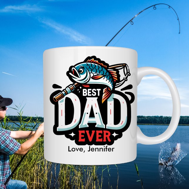 Taza De Café Personalizado el Día del Mejor Padre Pesquero (Subido por el creador)