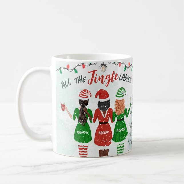 Taza De Café Personalizado el feriado de las Jingle Ladies Best (Izquierda)