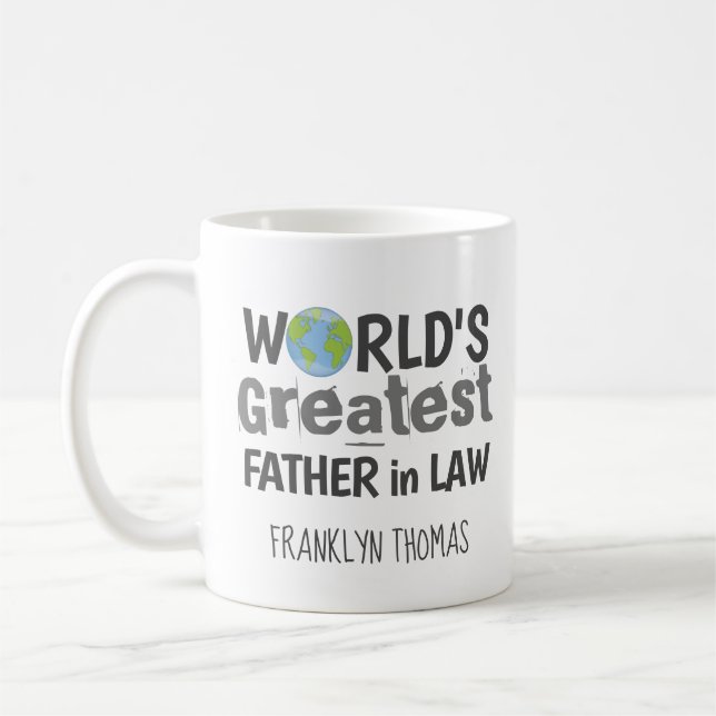 Taza De Café Personalizado el mayor padre en derecho del mundo (Izquierda)
