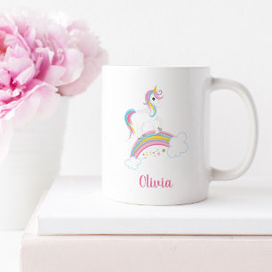 Taza De Café Personalizado el Unicornio arcoiris mágico