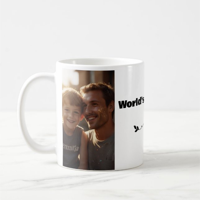 Taza De Café Personalizado Elegant Modern 2 fotos El mejor papá (Izquierda)