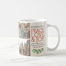 Personalizado Elegant Peace Love Joy 3 Navidades d