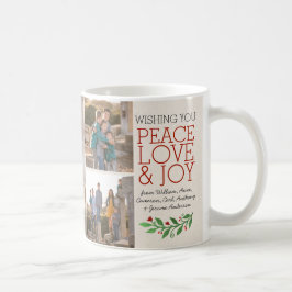 Taza De Café Personalizado Elegant Peace Love Joy 3 Navidades d