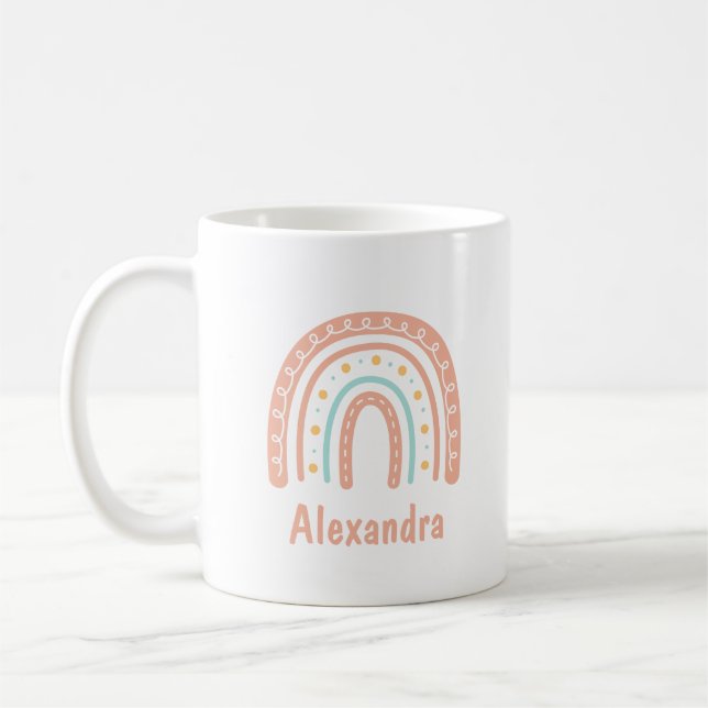 Taza De Café Personalizado en el arcoiris del Pastel Boho mínim (Izquierda)