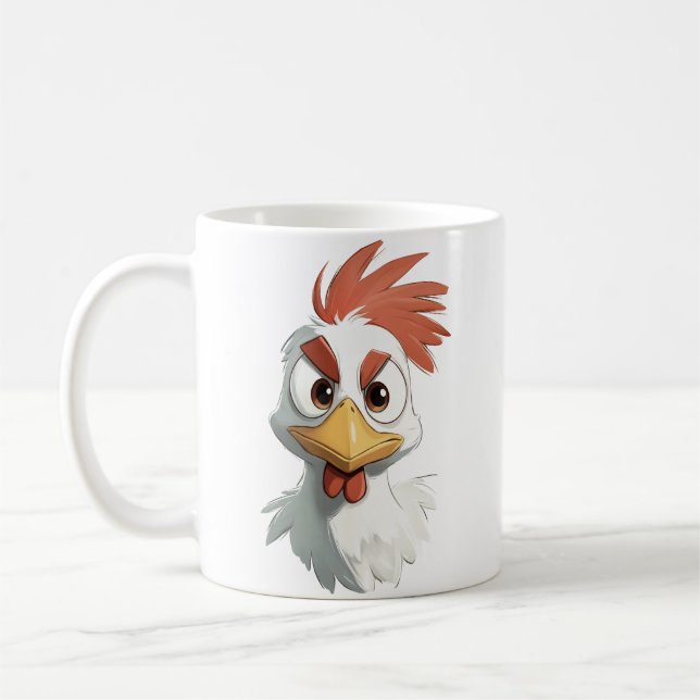 Taza De Café Personalizado enojado Cabeza de Pollo (Izquierda)
