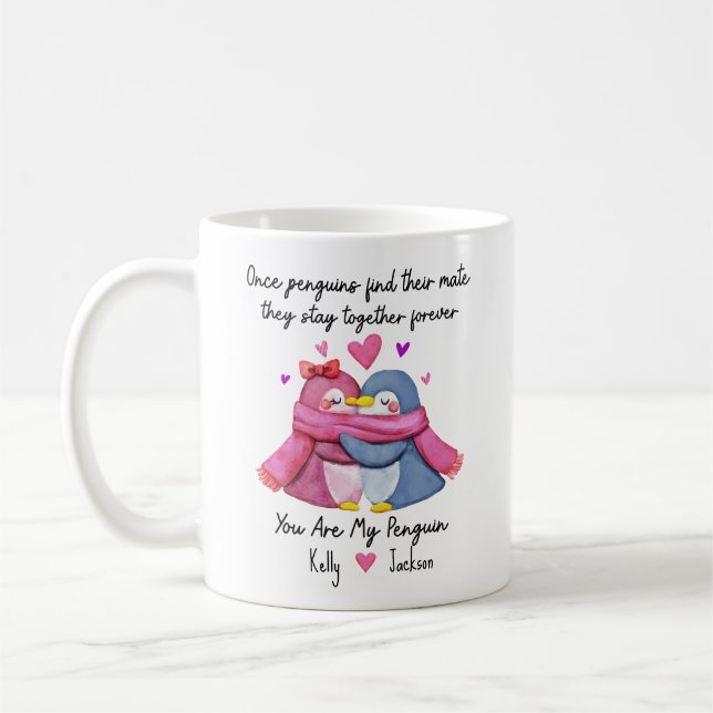 Taza De Café Personalizado Eres Mi Perra Pingüina Para Pareja (Izquierda)