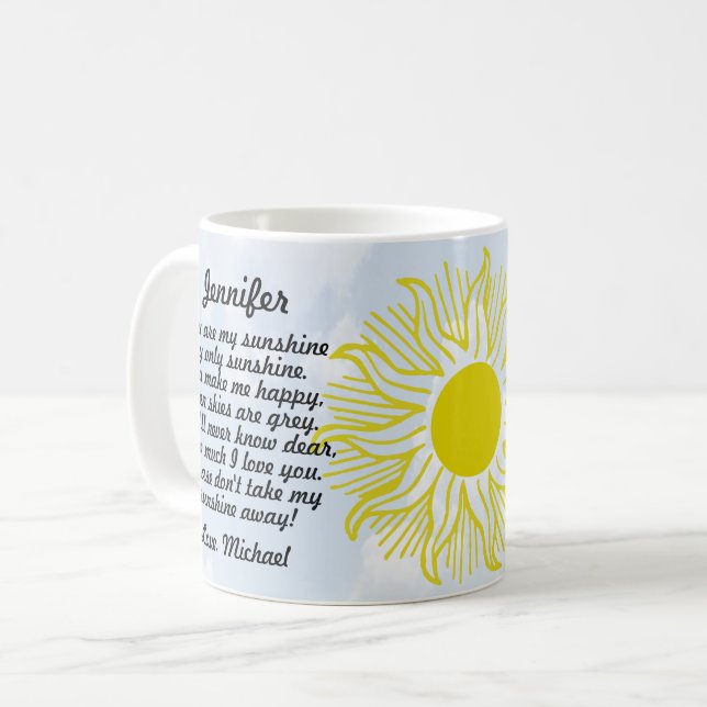 Taza De Café Personalizado, eres mi tazón de café Sunshine (Anverso izquierdo)