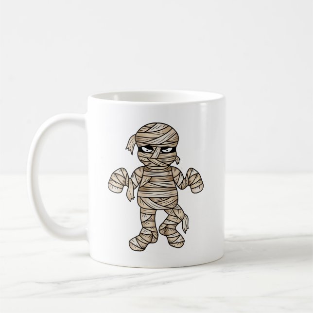 Taza De Café Personalizado espeluznante Mummy Ilustraciones Tem (Izquierda)