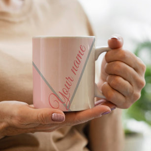 Taza De Café personalizado Estilo rosa monocromo patrón de bloq