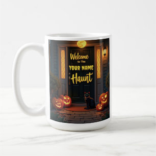 Taza De Café Personalizado Fantasma y Luna llena embrujada de t