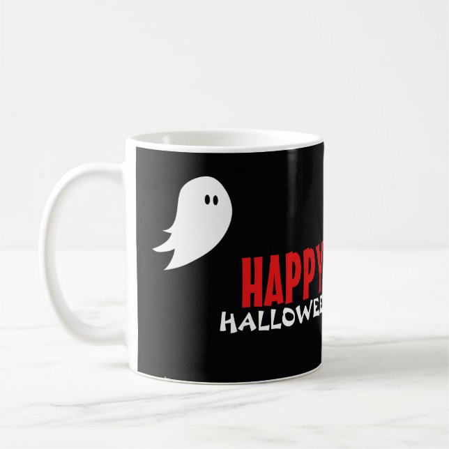 Taza De Café Personalizado fantasmal de Halloween (Izquierda)