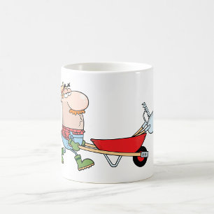Taza De Café Personalizado Farmer con carretilla y herramientas