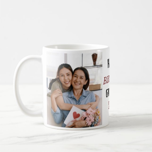 Taza De Café Personalizado Feliz cumpleaños, abuela Collage de  (Izquierda)