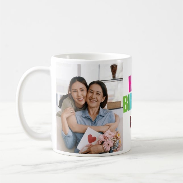 Taza De Café Personalizado Feliz cumpleaños, abuela Collage de  (Izquierda)
