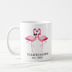 Taza De Café Personalizado flamingo guión de nombre de pareja r