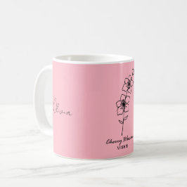 Taza De Café Personalizado Flor de cerezo rosa Marzo Nombre per