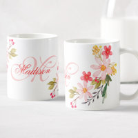 Personalizado floral color de agua rosa bonito mon