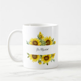 Taza De Café Personalizado floral de girasol añada su propio no