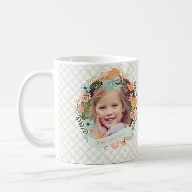 Taza De Café Personalizado floral femenino de la foto de la (Izquierda)