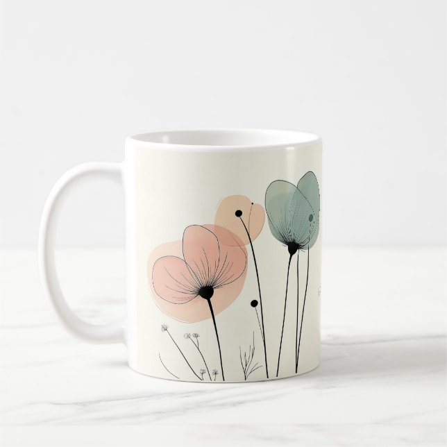 Taza De Café Personalizado Floral Mug para mamá - Gentileza sua (Izquierda)