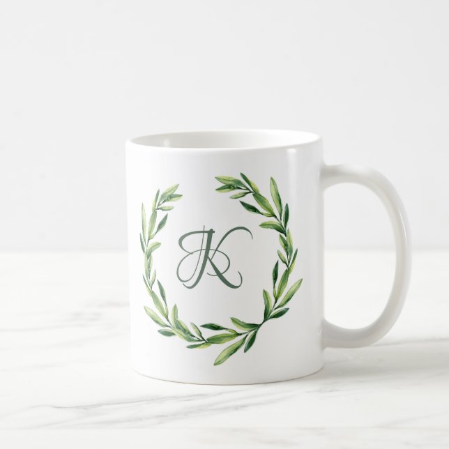 Taza De Café Personalizado Floral Personalizada Monograma inici (Derecha)