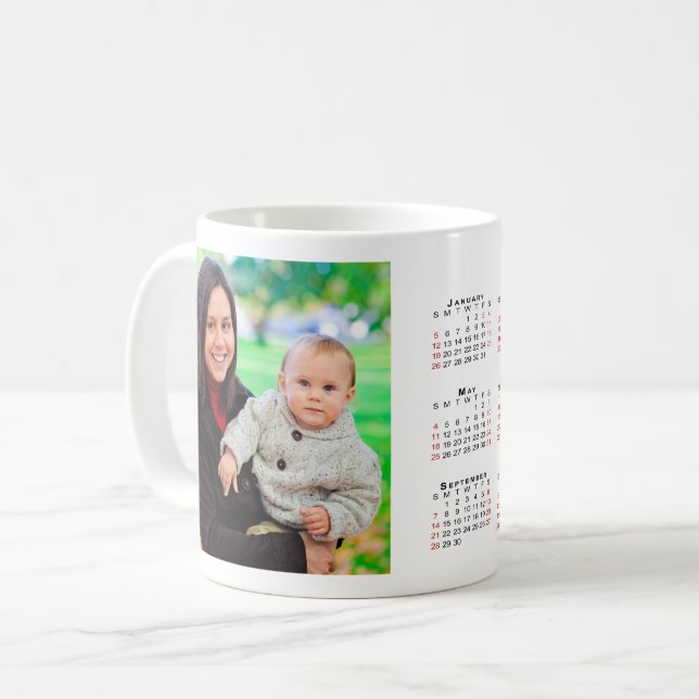Taza De Café Personalizado Foto 2025 Calendario Fines de semana (Anverso izquierdo)
