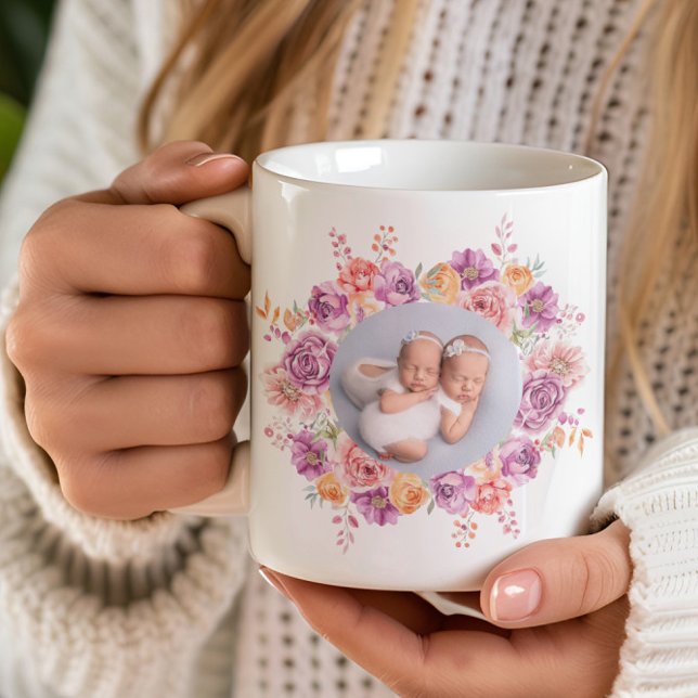Taza De Café personalizado foto acuarela marco floral (Subido por el creador)