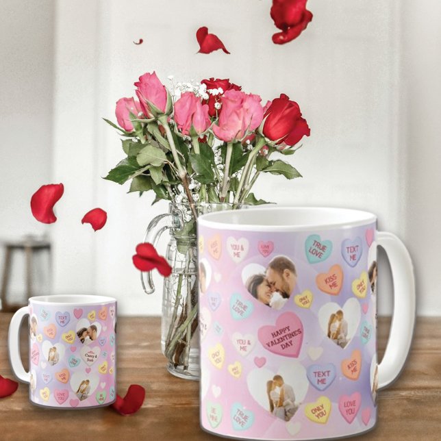 Taza De Café Personalizado Foto Conversación Candy Hearts (Subido por el creador)