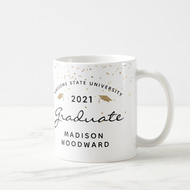 Taza De Café Personalizado foto de graduación negra blanca Keep (Derecha)