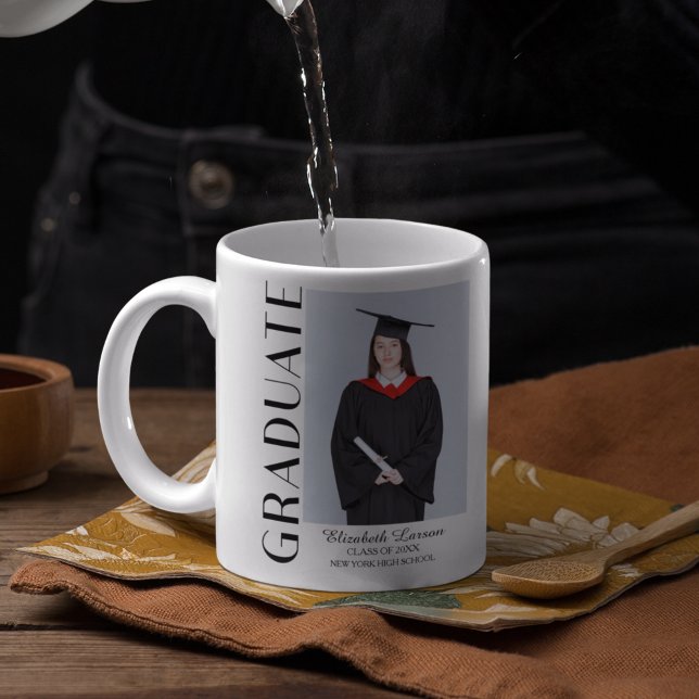 Taza De Café Personalizado Foto Moderno Elegante Graduación Sen (Subido por el creador)